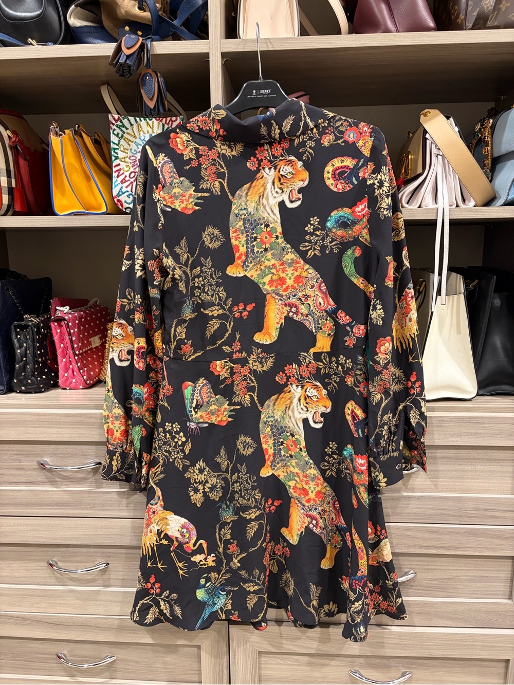 Etro Black Floral Tiger Print Mini Dress - Picture 3 of 6
